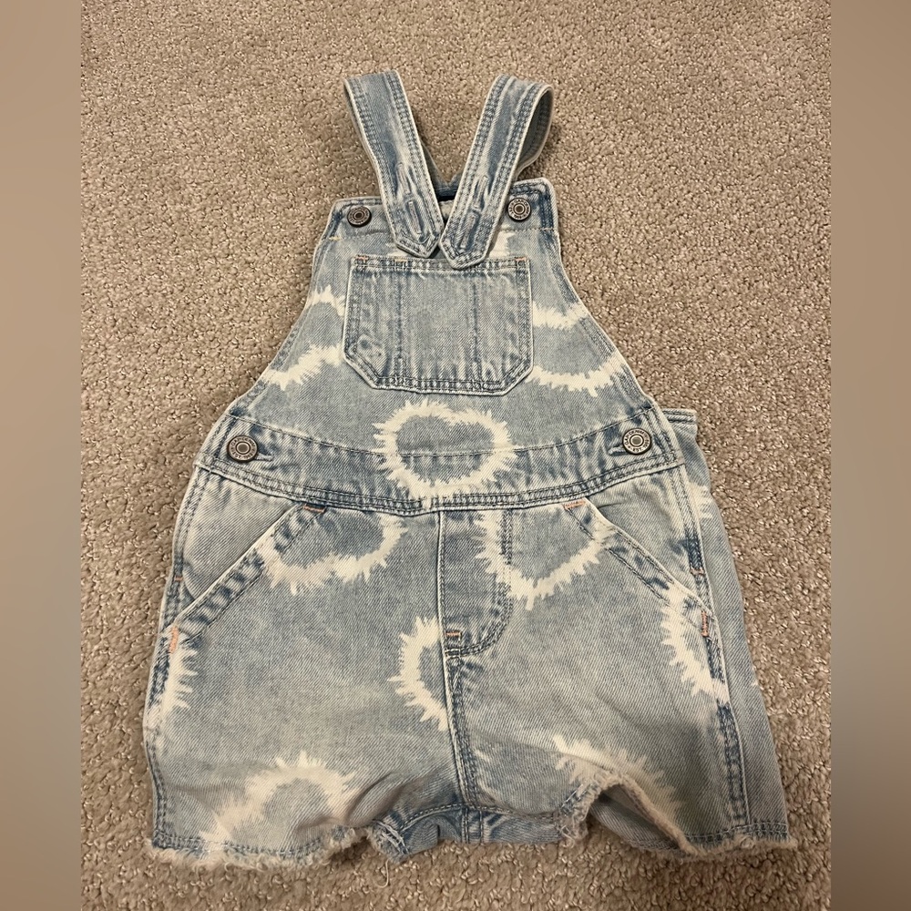 GAP Blue and White Tie-Dye Denim Overalls